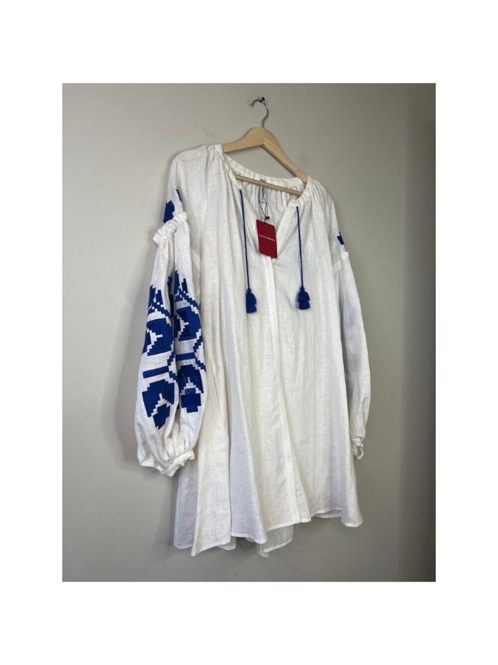 NWT Eleven Gena Chandler Embroidered Tassel Blouse White Size: Small - Picture 2 of 7